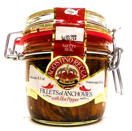 Agostino Recca Fillets of Anchovies in Pure Olive Oil w/ Hot Pep