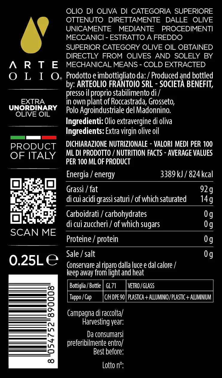 ArteOlio Prezioso Extra Virgin Olive Oil, 8.45 fl oz | 250ml - Image 2