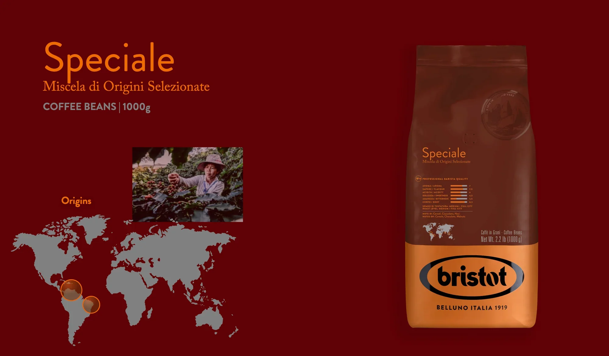 Caffe Bristot Speciale, Medium Roast, Coffee Beans, 2.2 lb | 1000g - Image 2