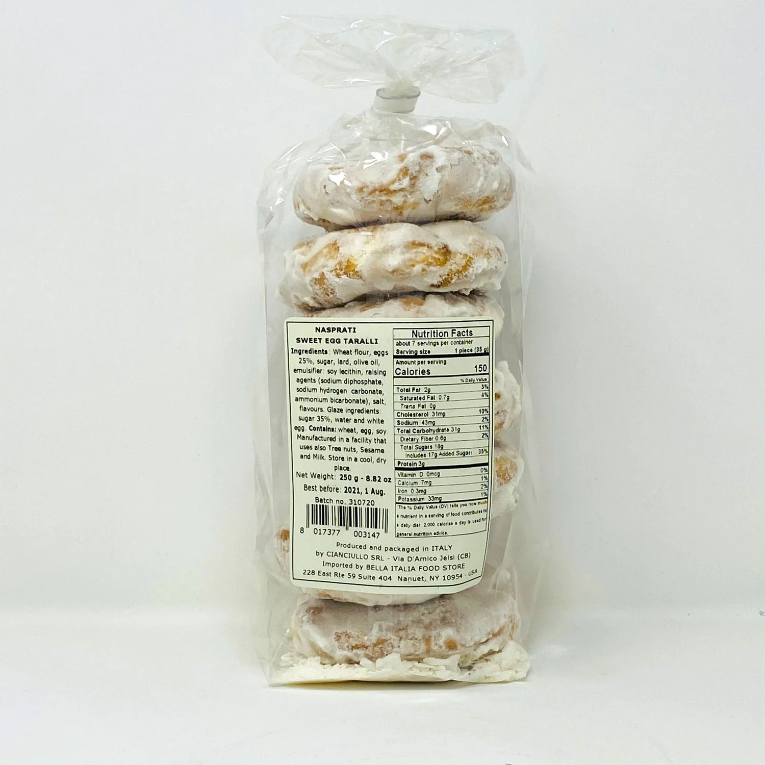 Cianciullo Nasprati Sweet Egg Taralli, 8.82 oz | 250g - Image 2