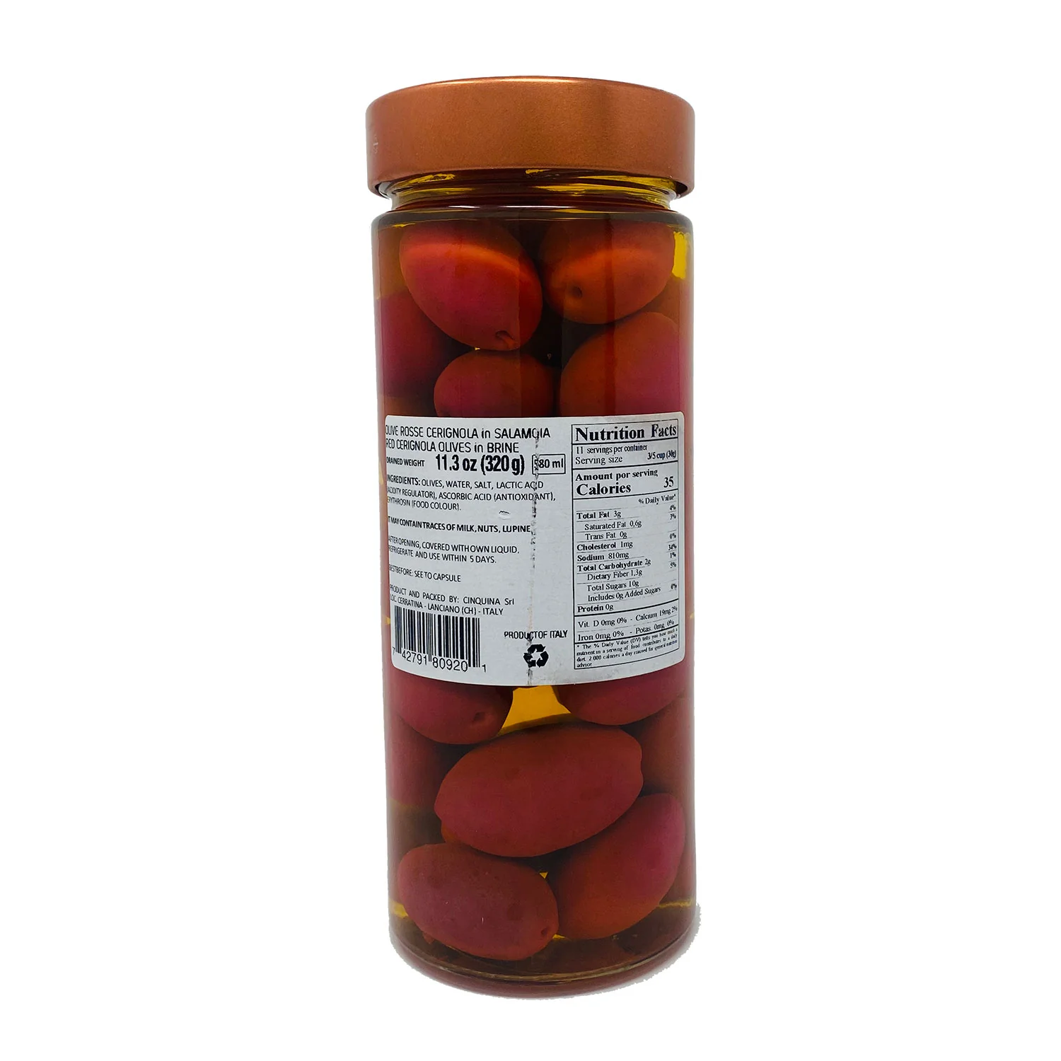 Cinquina Red Cerignola Olives, 11.35 oz - Image 3