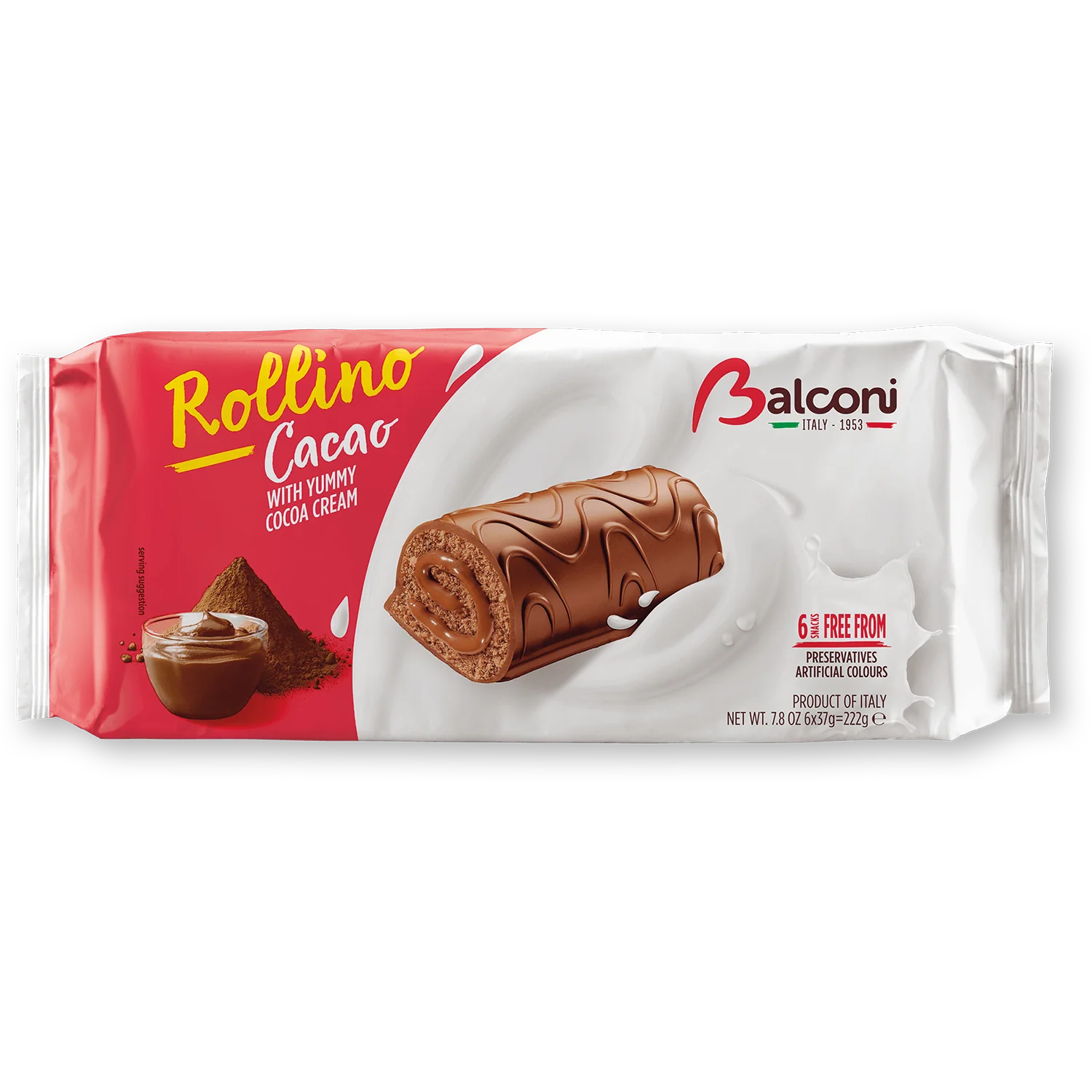 Balconi Rollino Cacao, with Cocoa Cream, 7.8 oz | 222 g
