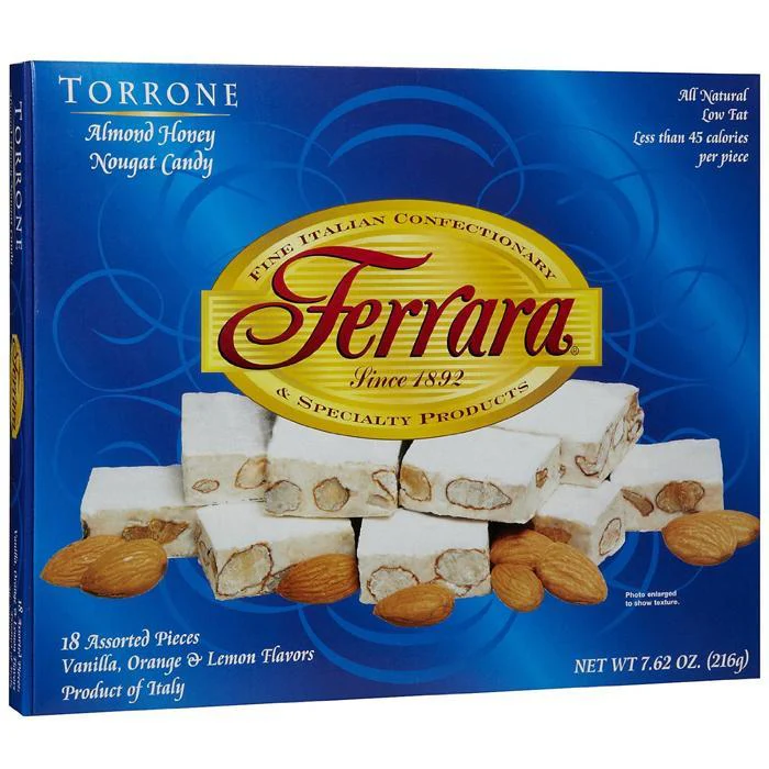 Ferrara Traditional Italian Torrone, Soft Nougat 6.35 oz, 18 pieces