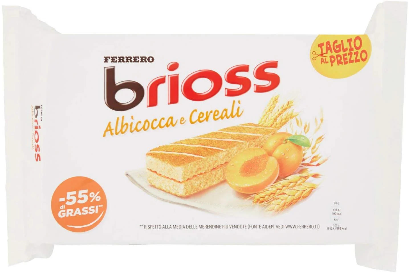 Ferrero Brioss Frutta Albicocca, Apricot, Pack of 10 x 0.98 Oz Pieces