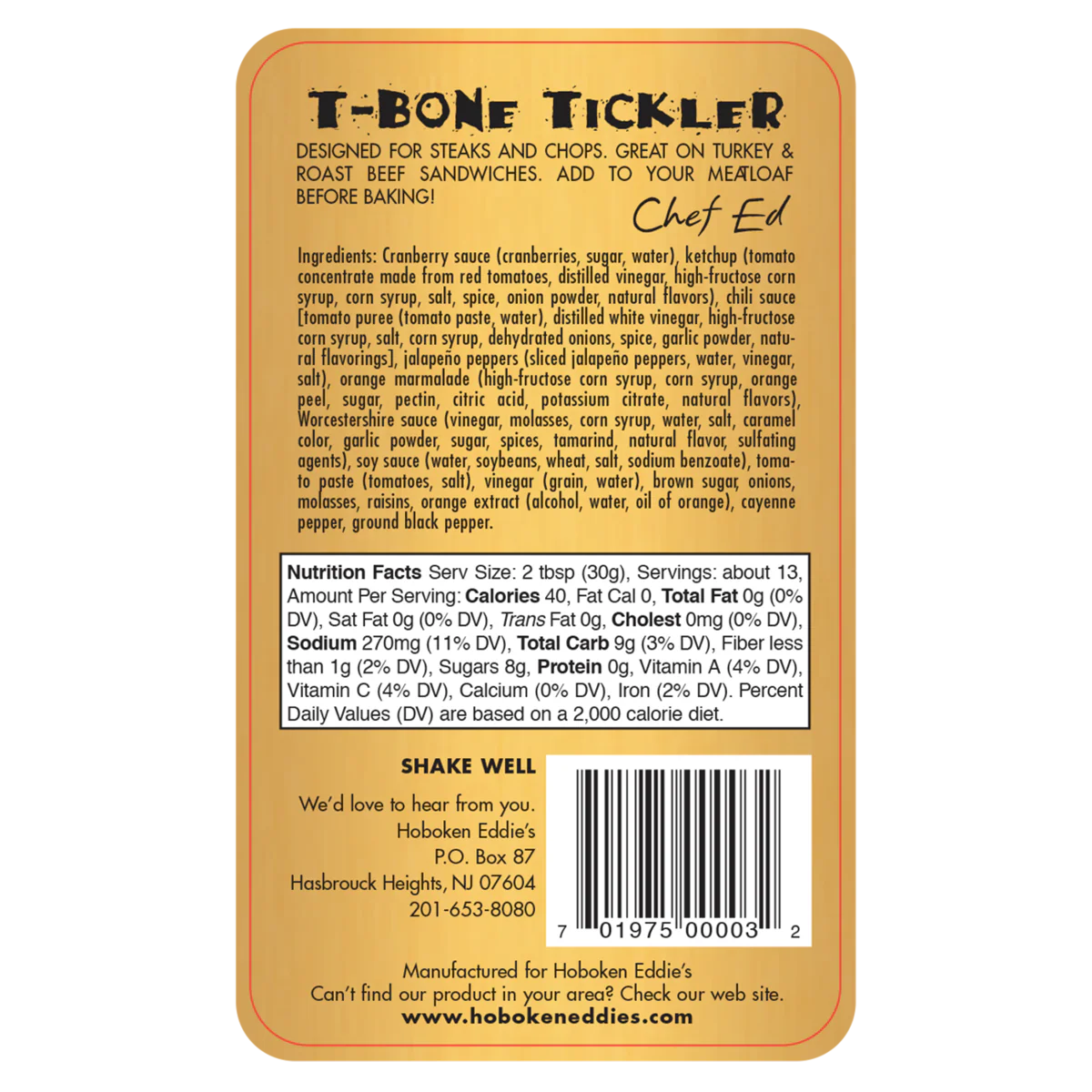 Hoboken Eddie's T-Bone Tickler, 14 oz - Image 3