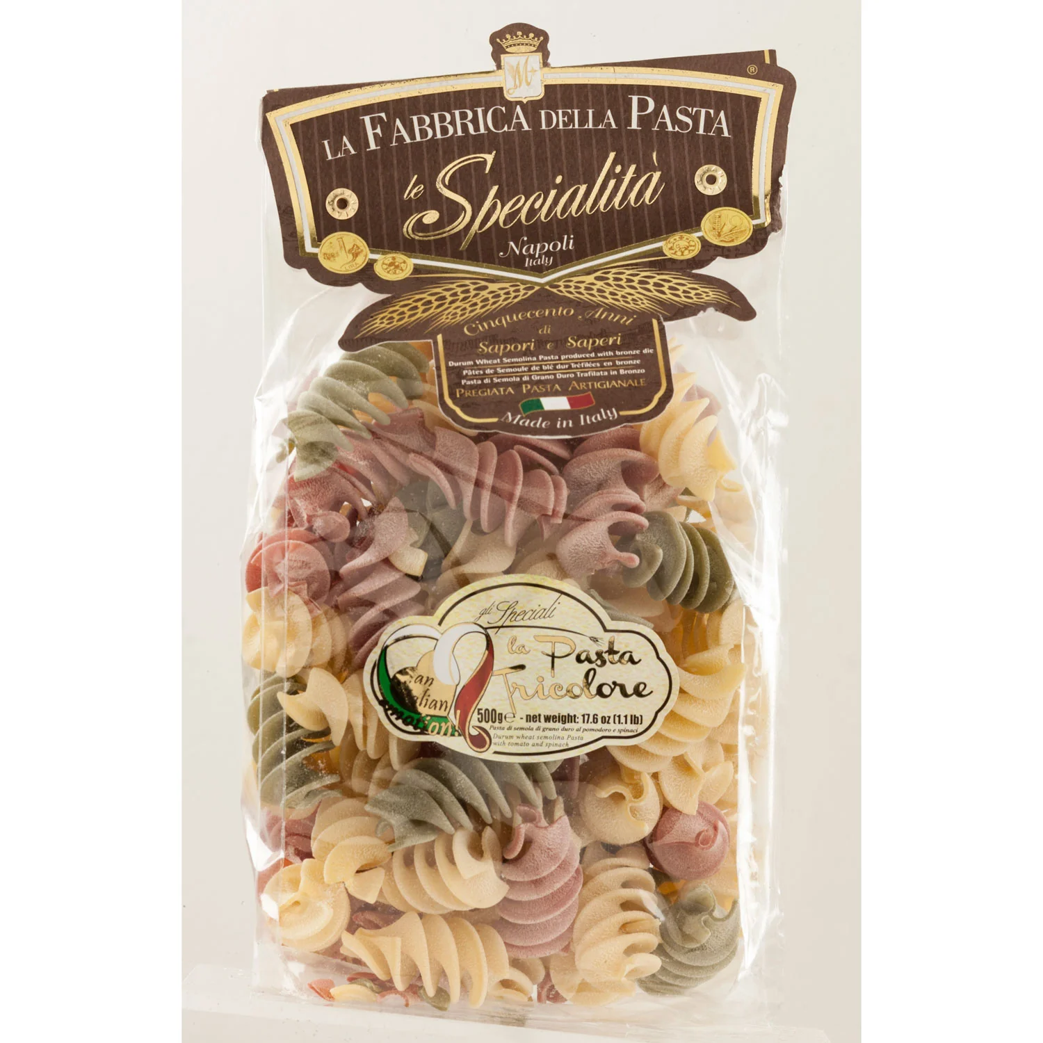 La Fabbrica Della Pasta Fusilloni Tricolor #581, 17.6 oz | 500g | Pasta di Gragnano I.G.P. - Image 3