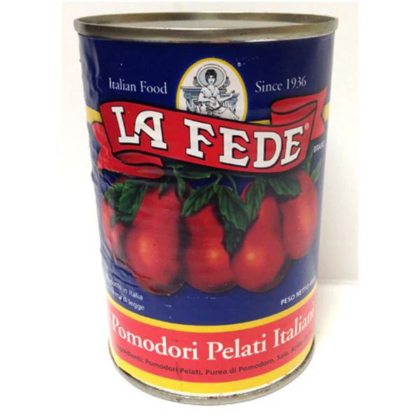 La Fede Italian Peeled Tomatoes with Basil, 14 oz | 400g