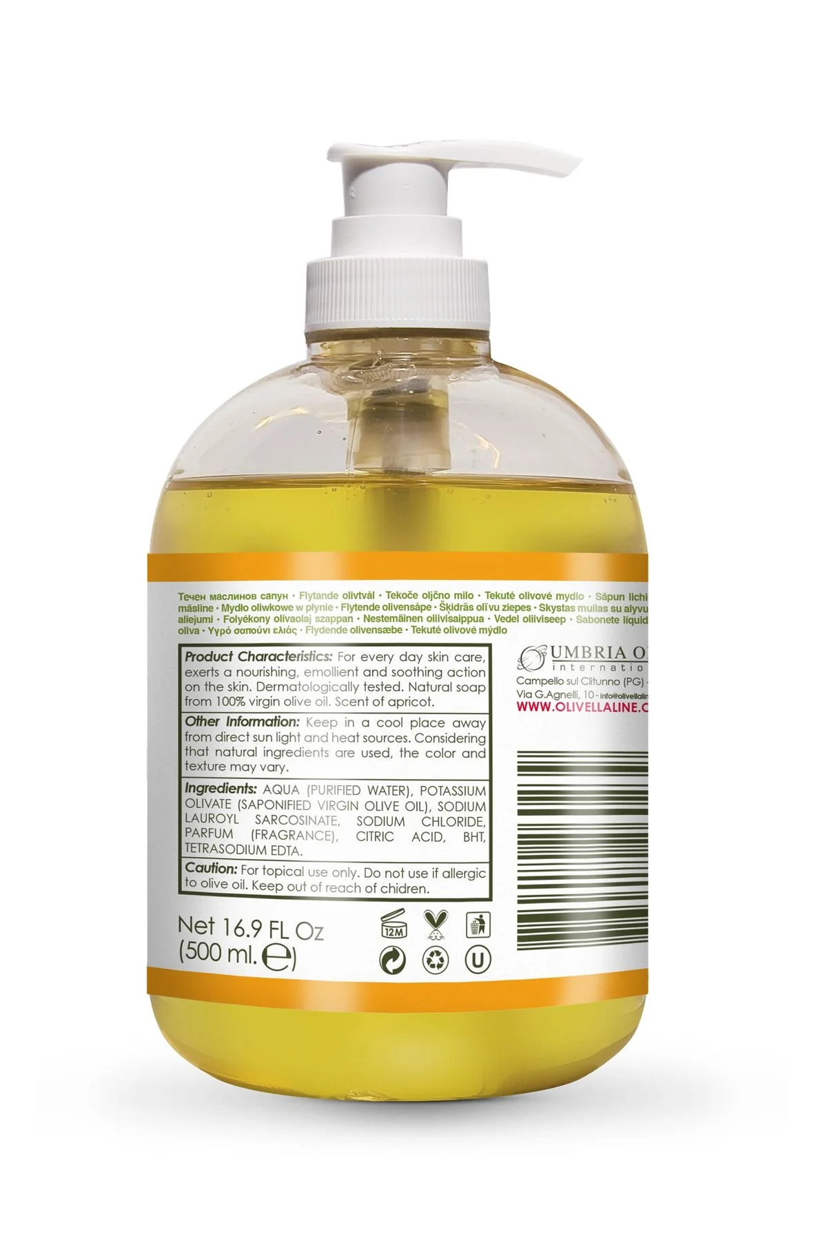 Olivella Apricot, Face and Body Liquid Soap, 16.9 oz | 500 ml - Image 3
