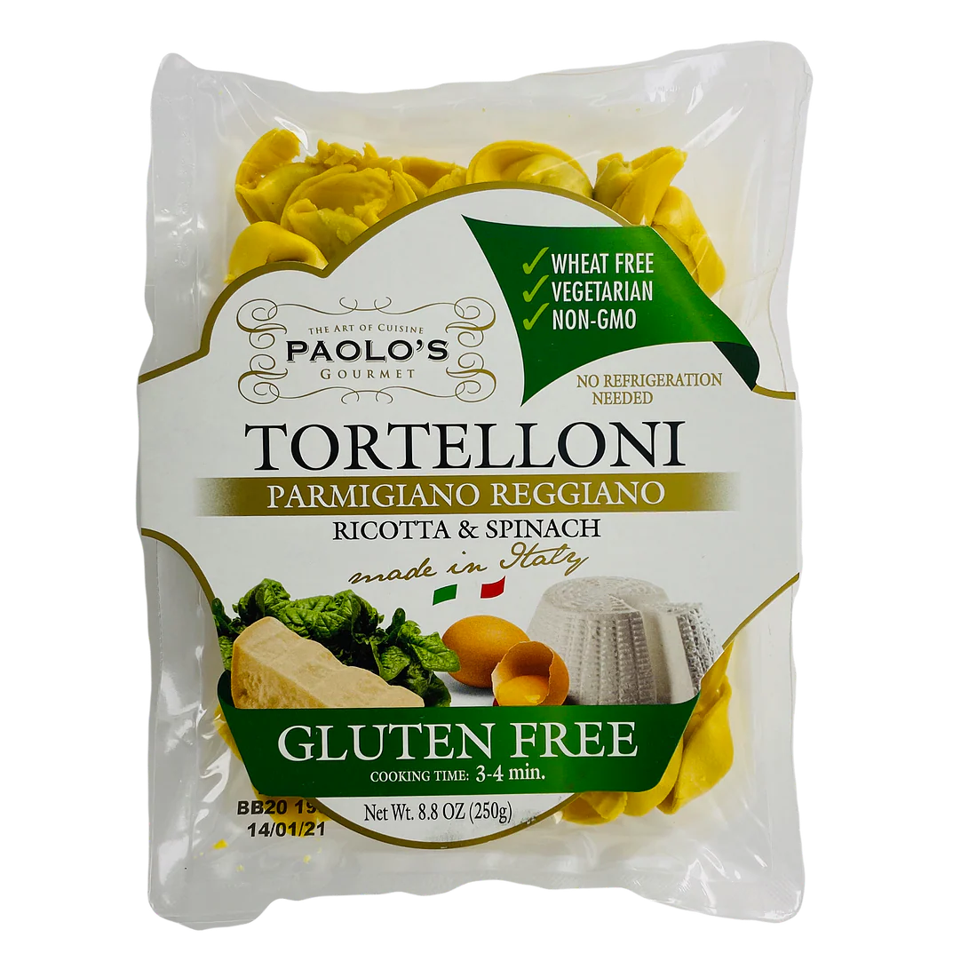 Paolo's Gluten Free Tortelloni Parmigiano Reggiano, Ricotta & Spinach, 8.8 oz | 250g