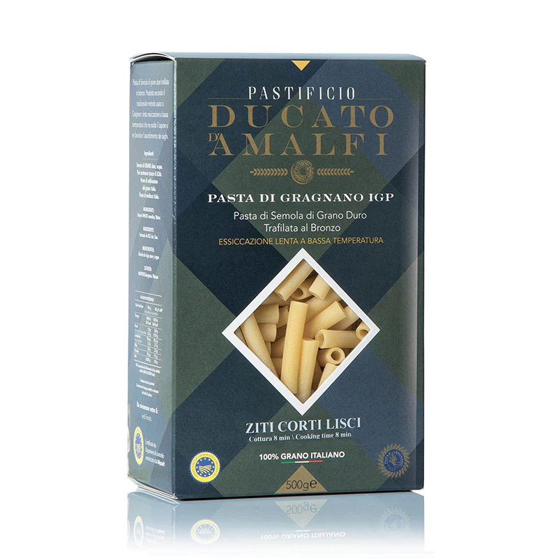 Pastificio Ducato d’Amalfi – Ziti Corti Lisci di Gragnano PGI 17.6 oz (500 g) | Artisan Italian Pasta | PGI Certified
