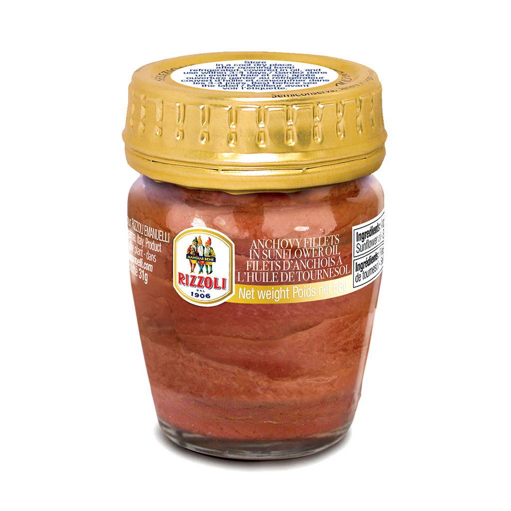 Rizzoli Italian Fillets of Anchovies in Olive Oil, 3.17 oz | 90g