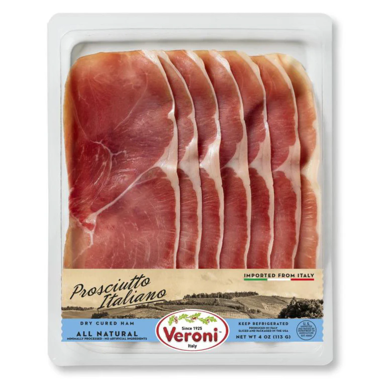 Veroni Pre-Sliced Prosciutto Italiano ā Dry Cured Ham, 4 oz | 113g